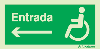 Sinal de Entrada à esquerda para pessoas com deficiência ou mobilidade condicionada