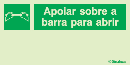 Sinal de apoiar sobre a barra para abrir