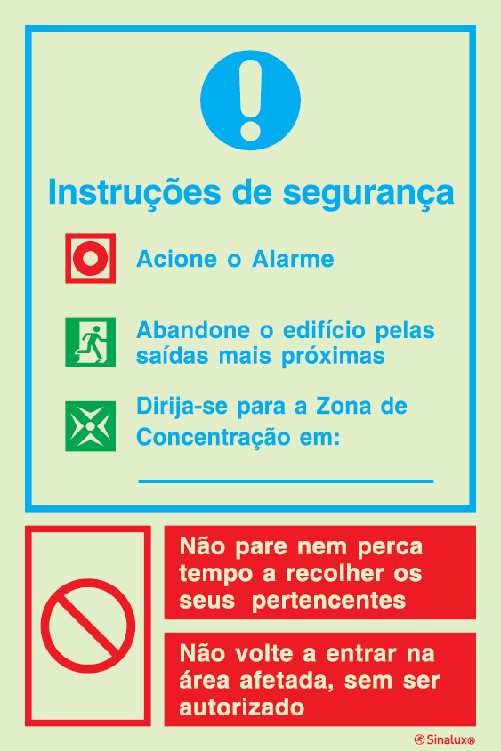 Sinal de instruções de segurança