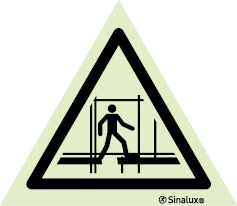 Sinal de perigo, andaime incompleto