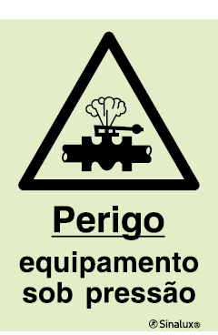 Sinal de perigo, equipamento sob pressão