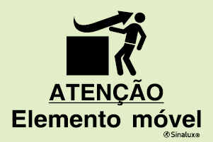 Sinal de advertência, atenção elemento móvel