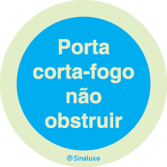 Sinal de obrigação, porta corta-fogo não obstruir