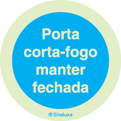 Sinal de obrigação, porta corta-fogo manter fechada