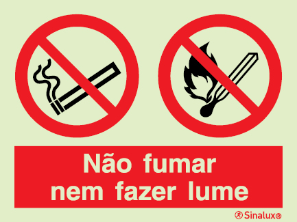 Sinal composto duplo, não fumar nem fazer lume