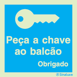 Sinal de informação, peça a chave ao balcão