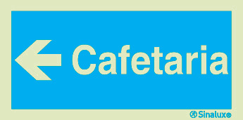 Sinal de informação, cafetaria seta para a esquerda