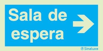 Sinal de informação, sala de espera seta para a direita