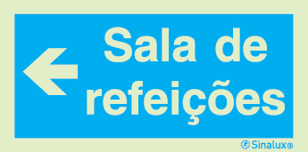 Sinal de informação, sala de refeições seta para a esquerda