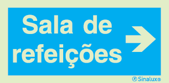 Sinal de informação, sala de refeições seta para a direita