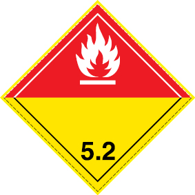 Sinal para transporte de matérias perigosas, peróxidos orgânicos
