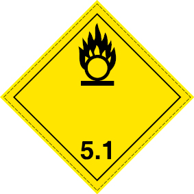 Sinal para transporte de matérias perigosas, matérias comburentes