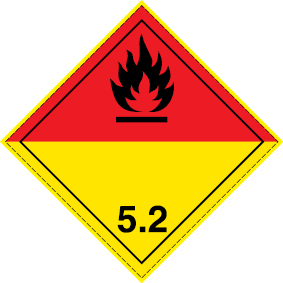 Sinal para transporte de matérias perigosas, peróxidos orgânicos