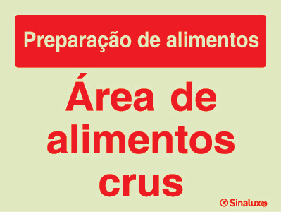 Sinal para indústria alimentar, Área de alimentos crus