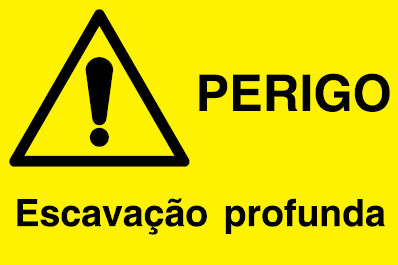 Sinal para estaleiros, perigo, Escavação profunda