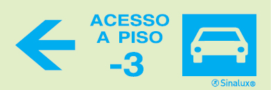 Sinal para parques de estacionamento, informação, Acesso piso -3 à esquerda