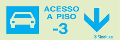 Sinal para parques de estacionamento, informação, Acesso piso -3 em frente