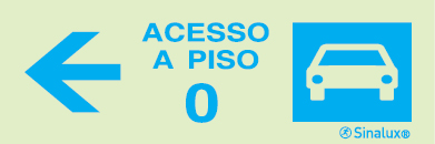 Sinal para parques de estacionamento, informação, Acesso piso 0 à esquerda