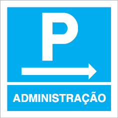 Sinal para parques de estacionamento, informação, Parque de administração à direita