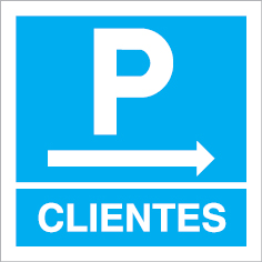 Sinal para parques de estacionamento, informação, Parque de clientes à direita