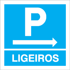 Sinal para parques de estacionamento, informação, Parque de ligeiros à direita