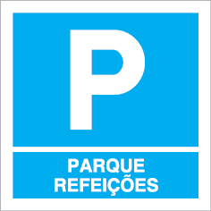 Sinal para parques de estacionamento, informação, Parque de de refeições