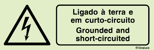 Sinal para parques eólicos, perigo, Ligado à terra e em curto-circuito | Grounded and short-circuited