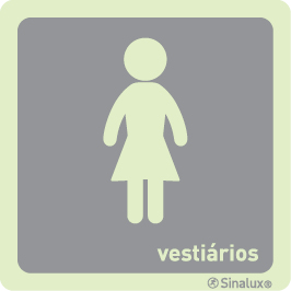 Sinal de informação, identificação de espaços, vestiários feminino