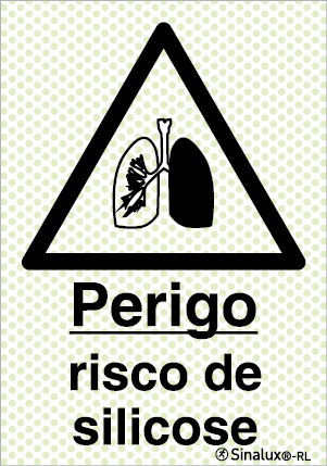 Sinal refletoluminescente para minas, perigo, risco de silicose