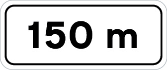 Sinal de trânsito, indicador de distância, 150m