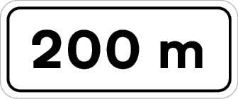 Sinal de trânsito, indicador de distância, 200m