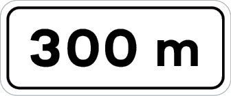 Sinal de trânsito, indicador de distância, 300m