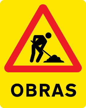 Sinal provisório de trânsito, perigo, Obras