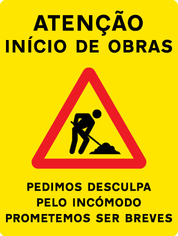 Sinal provisório de trânsito, perigo, Início de obras