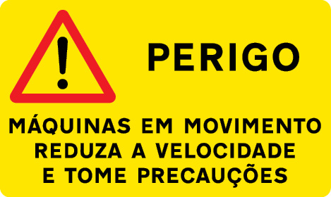 Sinal provisório de trânsito, perigo, Máquinas em movimento