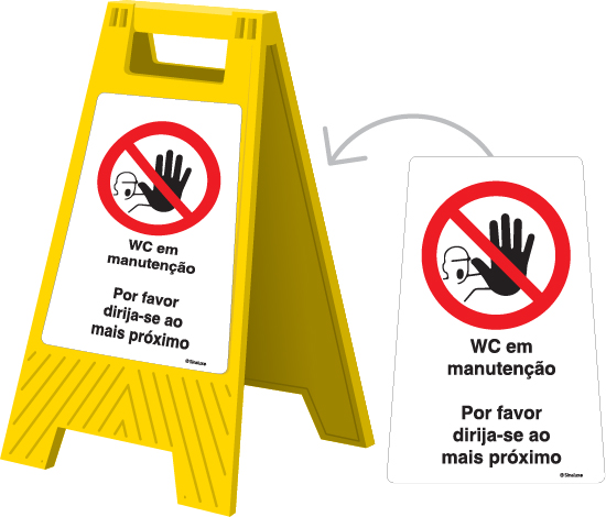 Sinal amovível de 2 faces, WC em manutenção e WC em manutenção