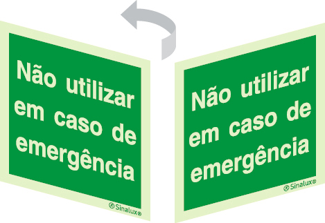 Sinal 2 faces para portas de vidro, Não utilizar em caso de emergência e Não utilizar em caso de emergência