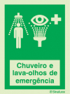 Sinal de Chuveiro e lava-olhos de emergência