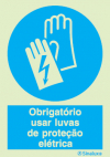 Sinal de obrigação, luvas de proteção elétrica