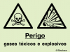 Sinal composto duplo, perigo gases tóxicos e explosivos