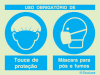 Sinal composto duplo, uso obrigatório de touca de proteção e máscara para pós e fumos