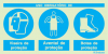 Sinal composto triplo, uso obrigatório de viseira de proteção, avental de proteção e botas de proteção