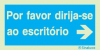 Sinal de informação, por favor dirija-se ao escritório seta para a direita