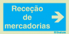 Sinal de informação, receção de mercadorias seta para a direita