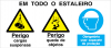 Sinal para estaleiros, Perigo de cargas suspensas e queda de objetos e obrigatório uso de capacete em todo o estaleiro