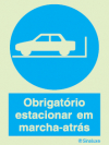 Sinal para parques de estacionamento, obrigação, Obrigatório estacionar em marcha-atrás