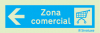 Sinal para parques de estacionamento, informação, Zona comercial à esquerda