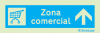 Sinal para parques de estacionamento, informação, Zona comercial em frente