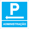 Sinal para parques de estacionamento, informação, Parque de administração à esquerda