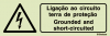 Sinal para parques eólicos, perigo, Ligação ao circuito terra de proteção| Grounded and short-circuited